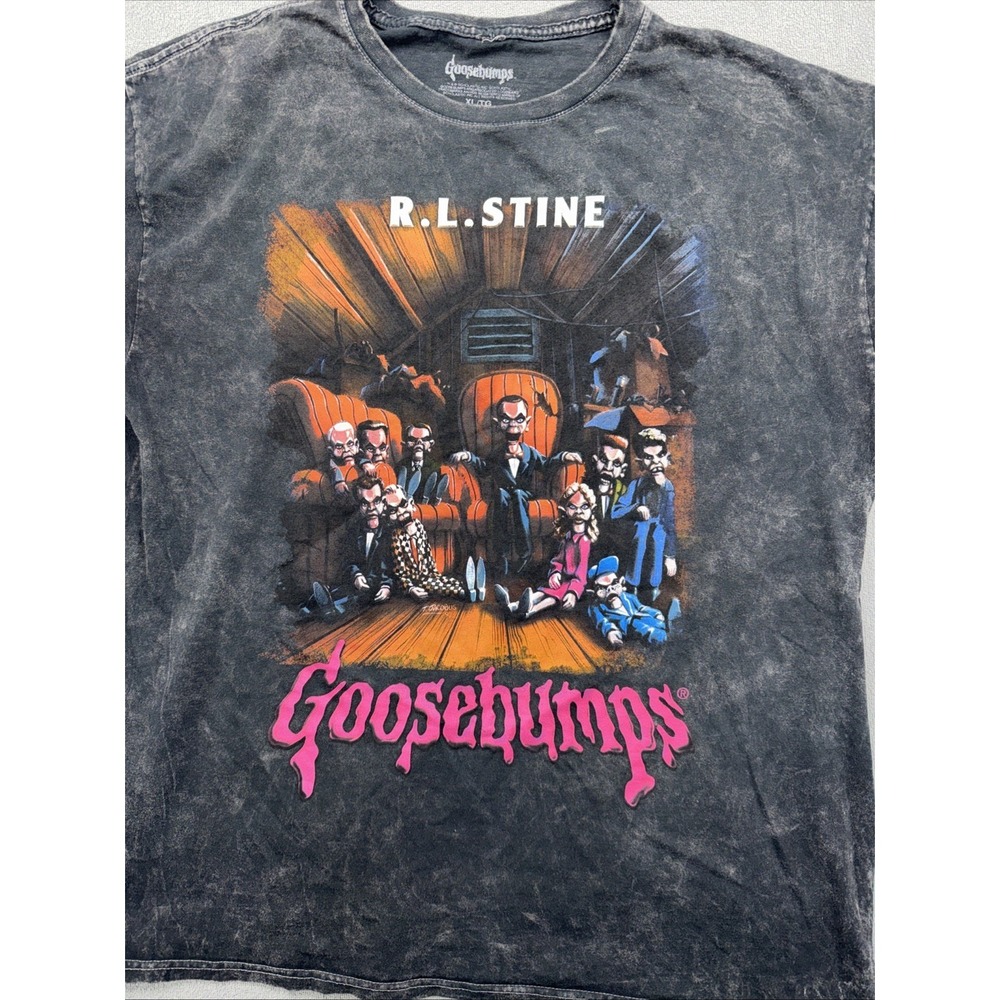 Goosebumps T-shirt Size XL Gray Night Of The Living Dummies Tie Dye R.L. Stine